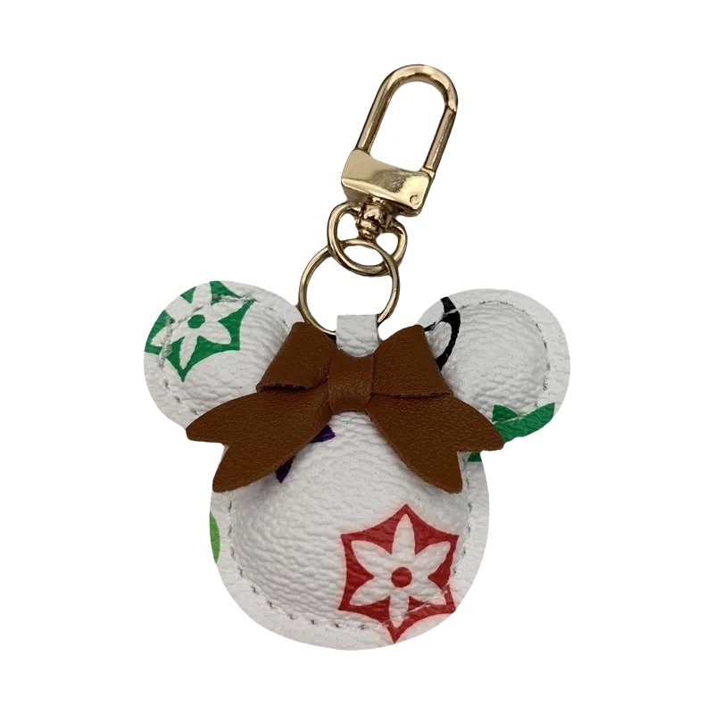 Mouse Shaped PU Leather Keychain Floral Decor Animal Pendant Keyring for Car Bag Fashion Accessory Gift for Men Women Gift - view 6