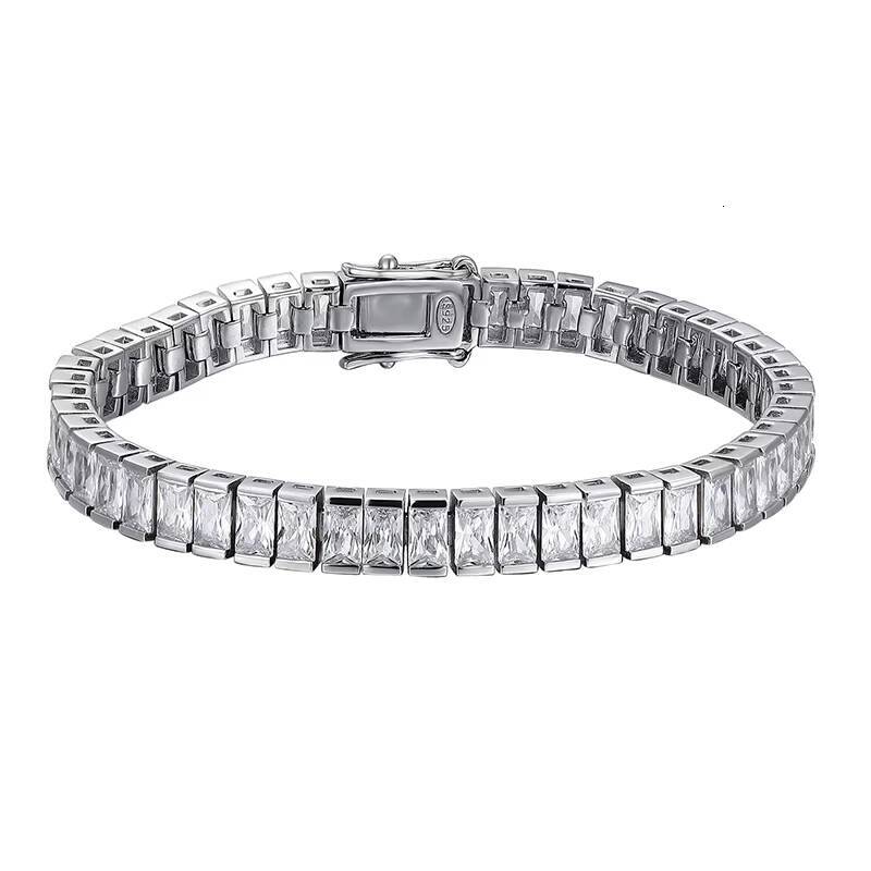 Minimalist Fine Emerald Cut 35MM VVS1 GRA Moissanite Jewelry 925 Silver Rhodium Plated 04CT Moissanite Tennis Bracelets Unisex