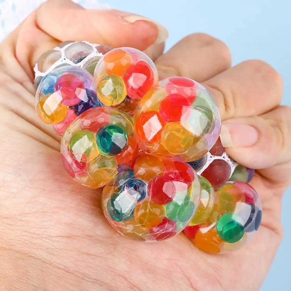 Stress Relief Toy Stress Ball Colorful Rainbow Stress Balls with Mesh for Anxiety Relief Play Set of 2 Soft Tpr Fidget for Kids H260402