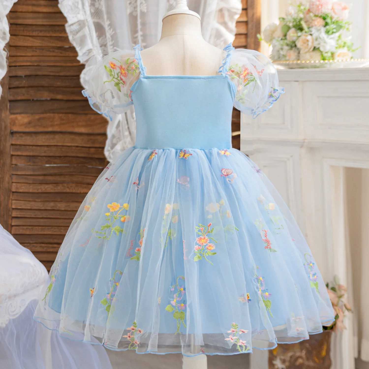 Toddler Baby Girl Fairy Dress Princess 1-5 Y Newborn Birthday Party Flower Dress Wedding Tulle Tutu Vestidos Kids Girls Costumes H260402