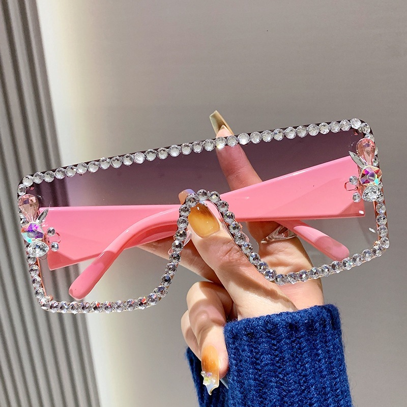 Designer Eyeglasses - Luxury - 2026 Model - Large Frame With Diamonds - Suitable For Women - With UV Protection Function - Crystal Inlay Style