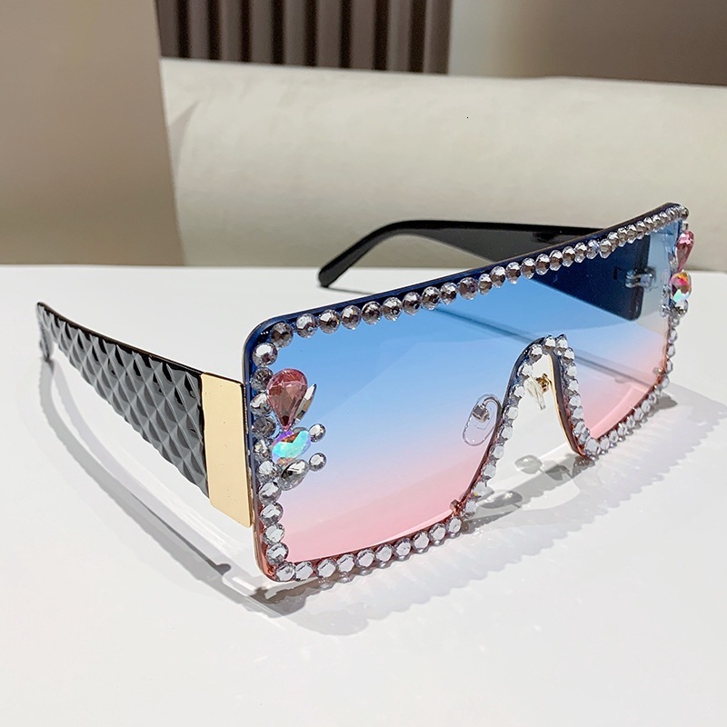 Designer Eyeglasses - Luxury - 2026 Model - Large Frame With Diamonds - Suitable For Women - With UV Protection Function - Crystal Inlay Style