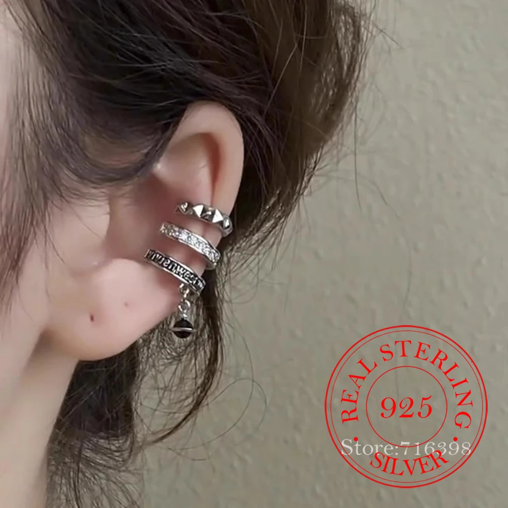 925 Sterling Silver Jewelry Multi-layer Ear No-piercing Clip Earrings for Women Wedding Party Jewelry for Girls Friend Gift 260402BJ