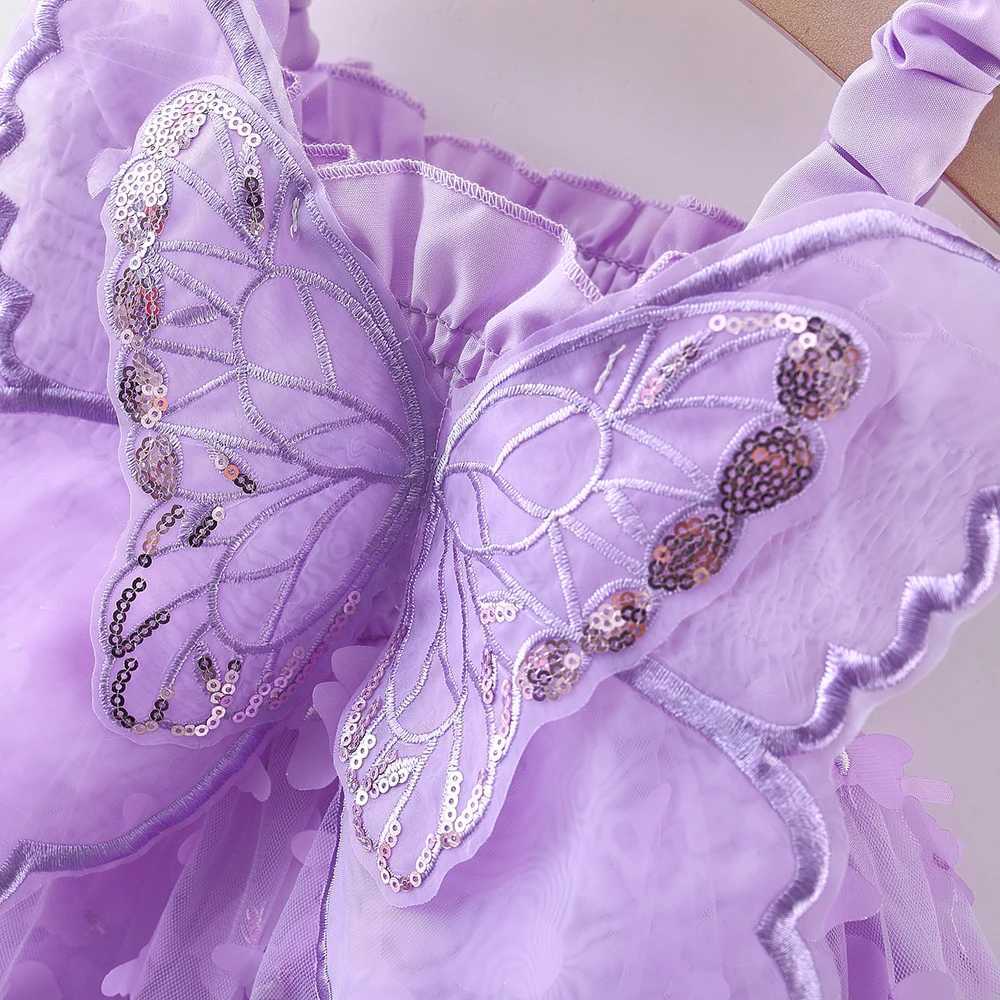 Summer New Butterfly Wing Baby Girl Dress Princess Style Birthday Party ChildrenS Clothing 9 Months -3 Years Old H260402