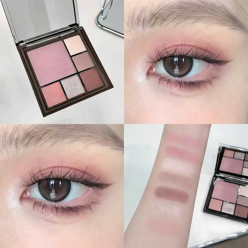6-Color Eyeshadow Palette Matte Shimmer Finish Soft Milk Tea Tones Compact Easy for Daily Student Makeup H260402