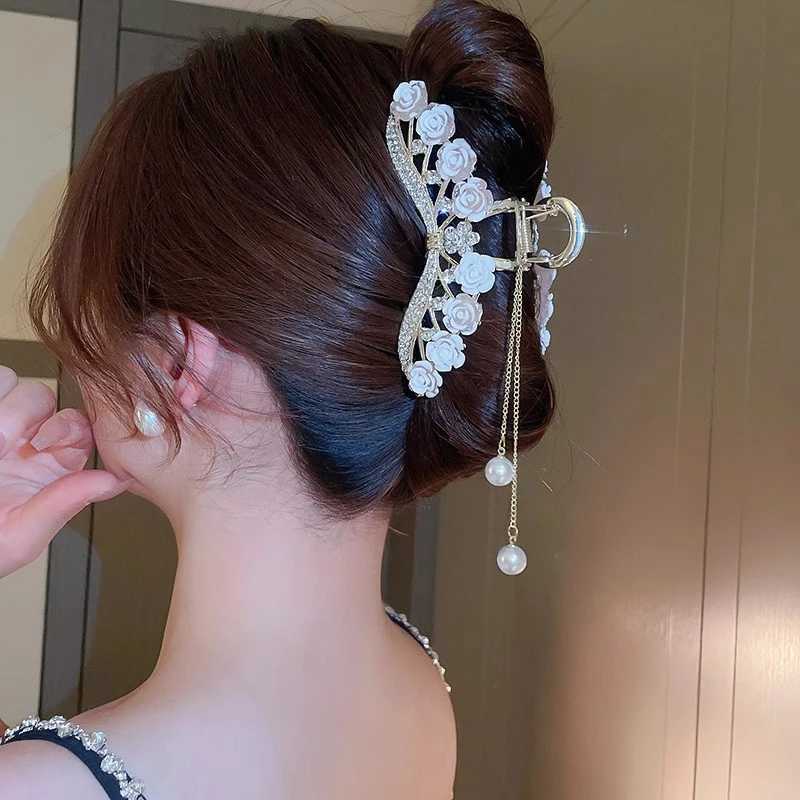 Light Luxury Rhinestone Bell Orchid Tassel Hair Clip Flowers Rose Butterfly Claw Clip Shark Hair Claw Barrette Hair Accessories H260402