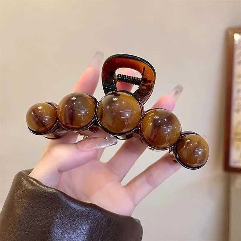 Fashion Acrylic Beads Large Hair Claws for Women 2025 New Handmade Bead Ponytail Shark Clamp Clips Headwear Hair Accessories H260402