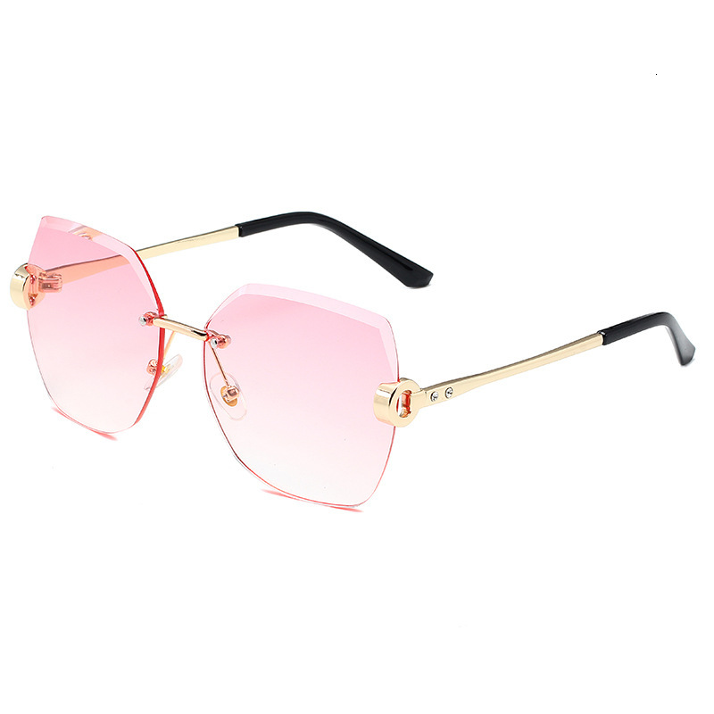 Designer Luxury Glasses - Fashionable Frameless Crystal-edge-cut Ladies' Sunglasses - Uv-protective Diamond-studded Sunglasses - For Outdoor And 