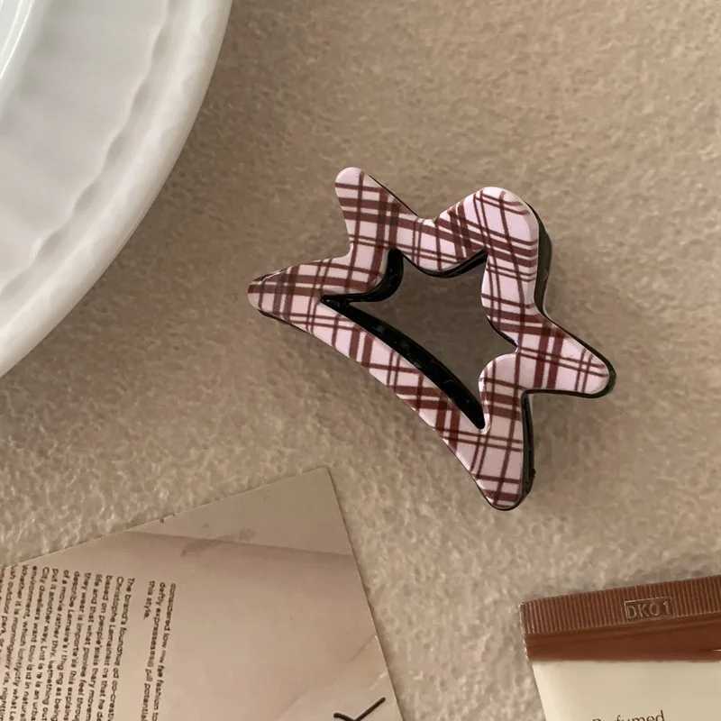 NEW Keluli Pink Coffee Series Star Acrylic Hair Claw Sweet Polka Dot Claw Clip Crab Hair Clip for Women Girls Hair Accessories H260402
