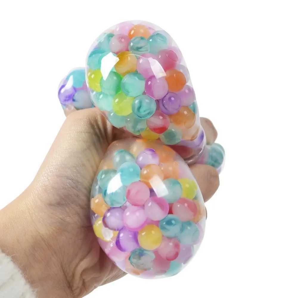 The Rainbow Bead Pressure Reducing Ball Squishy Fidget Toys Funny Stress Reliever Reduce Pressure Prop for Childrens and Adults H260402