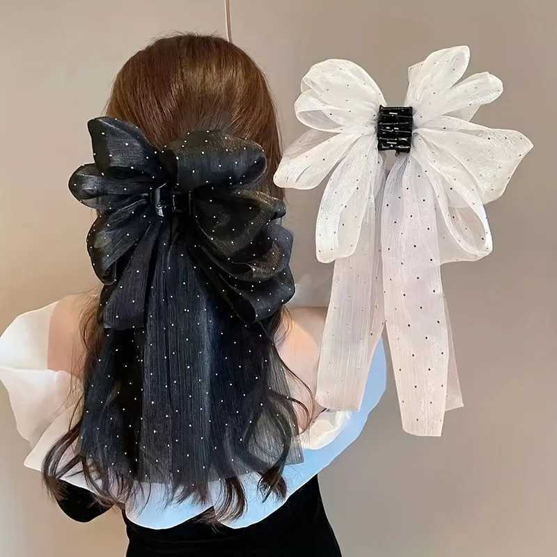 1Pc Vintage Sparkle Bow Hair Claw Set Four Seasons Suitable Party/Date Mesh with Sparkling Diamond Design for Secure Hair Grip H260402