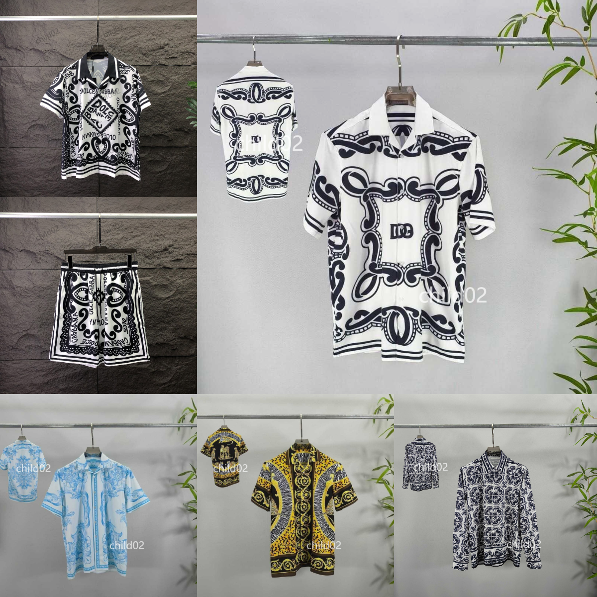 Mens designer luxury dress Shirts silk Shirt Luxury Clothes Short Sleeve letter clowers print Casual Summer collar mens mix colors Size S-2XL A39