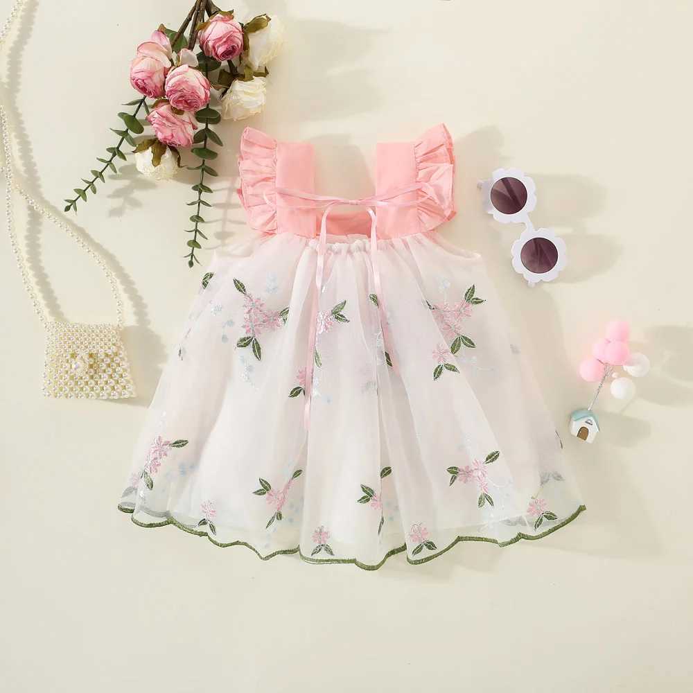 0-3 Year Old Baby Girl Princess Dress Summer New Sweet Flower Embroidered Chiffon ChildrenS Sleeveless Clothes H260402