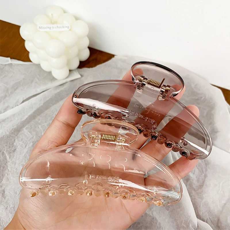 Simple Large Hair Claws Clips Women Sweet Jelly Crab Hair Clamps Barrettes Girls Ponytail Holder Big Shark Clip Hair Accessories H260402