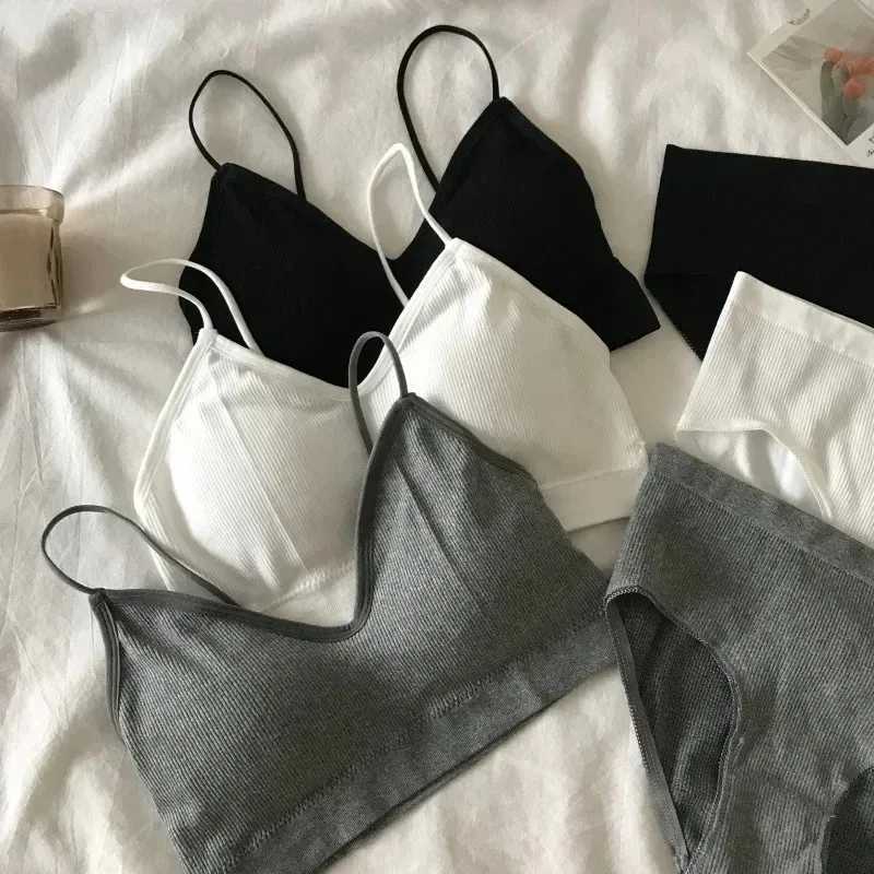 Womens Sports Bra Set Underwear Bra Korean Style Push Up No Steel Ring Bra Tube Top High Elastic Panty Set Z260402