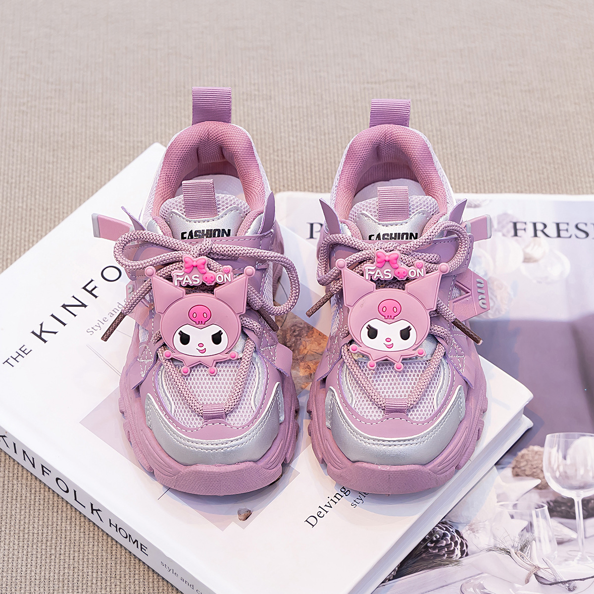 Kids Chunky Sneakers for Girls Cartoon Breathable Casual Sports Shoes Non-slip Running Shoes for Children Lightweight Breathable Walking Shoes for Lit