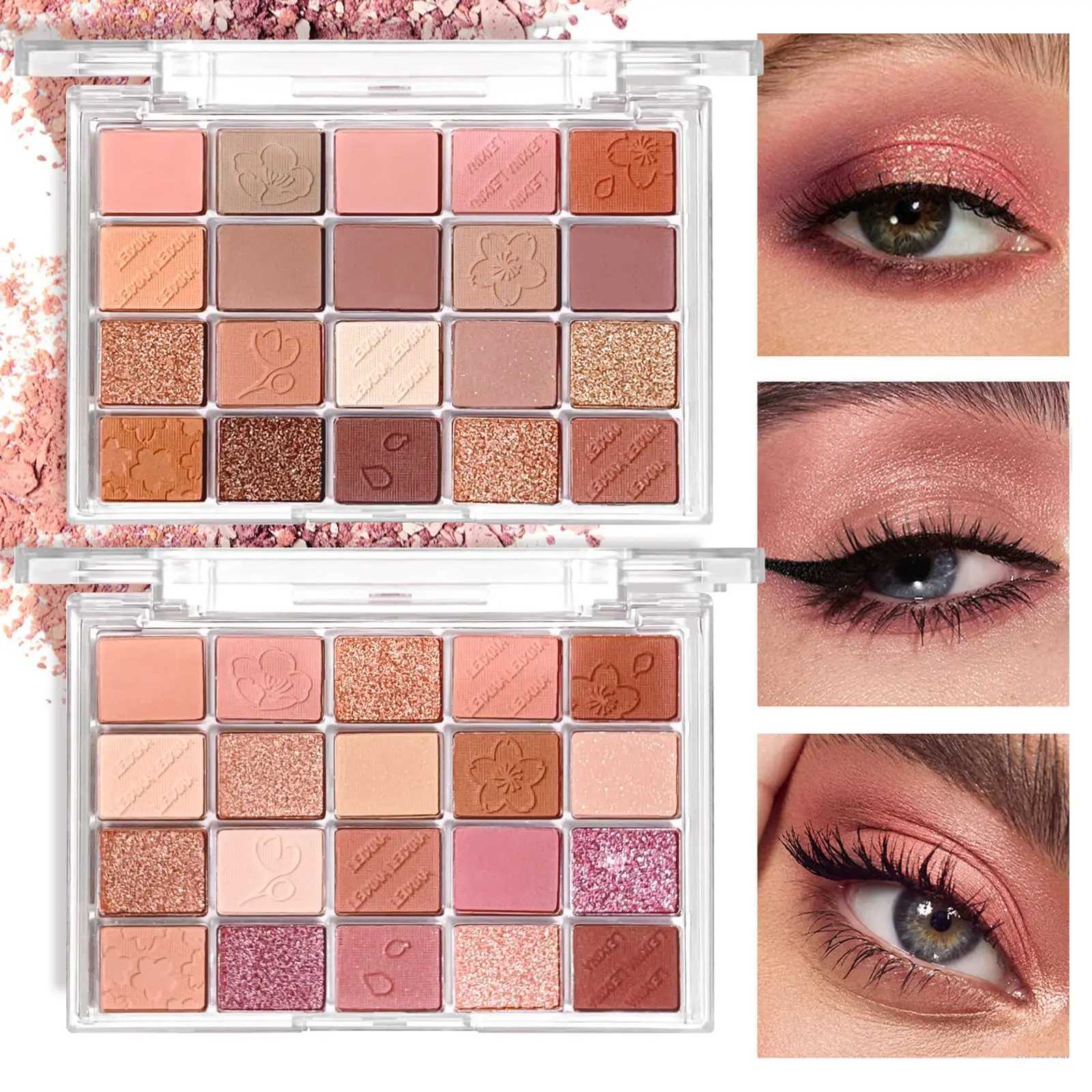 20-Color Matte Shimmer and Glitter Eyeshadow Palette Waterproof and Sweat-resistant Featuring Creamy Nude and Warm Rosy Browns H260402