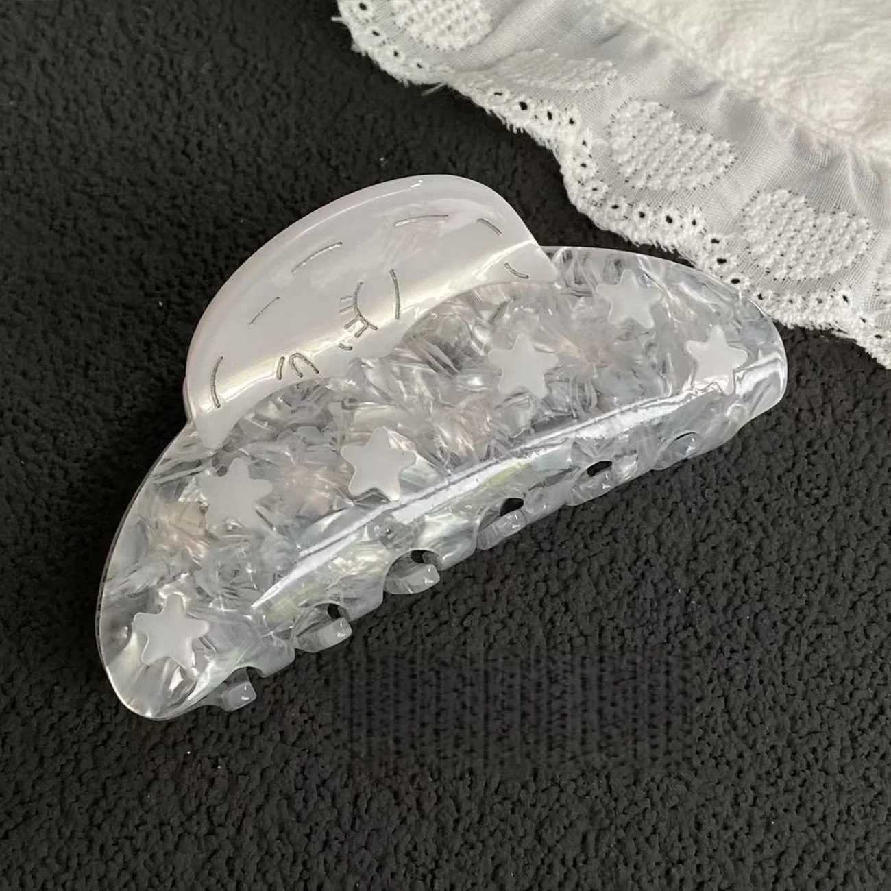 1PC Niche Sunflower Moon and Silvery White Star Acetate Claw Clip High-end and Fashionable Hair Clip for Back-of-the-Head Updo H260402