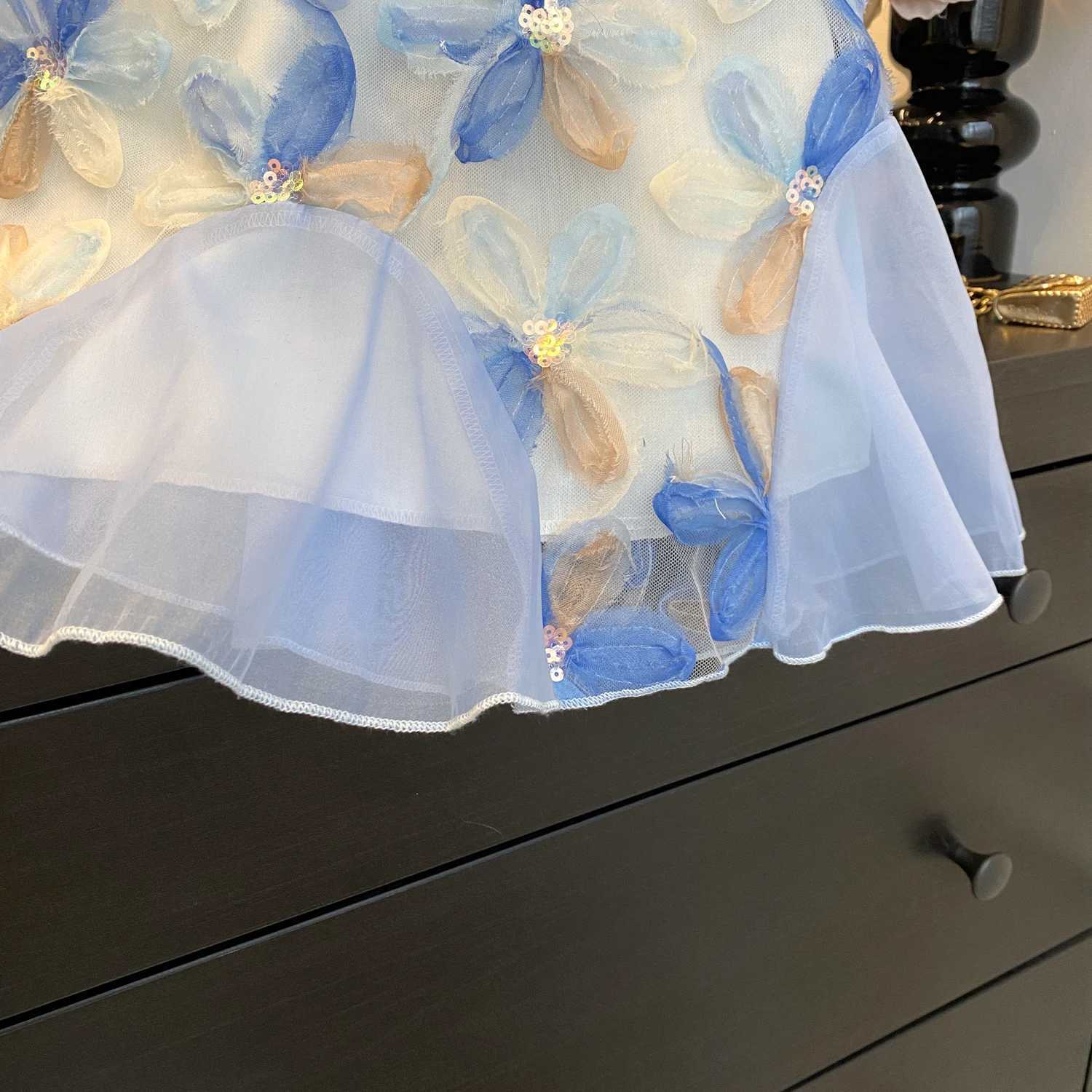 Humor Bear Girls Princess Dresses Summer Childrens Clothing Flower-sequined Fishtail Sleeveless Dress Costume Vestidos H260402