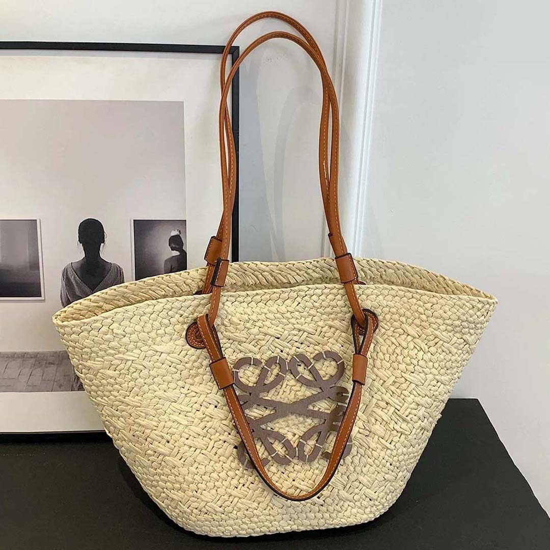 Loewehandbag beach bag tote bag summer woven fashion bag large capacity shopping bag straw bag holiday travel bag Anagram Basket shoulder bag basket bag