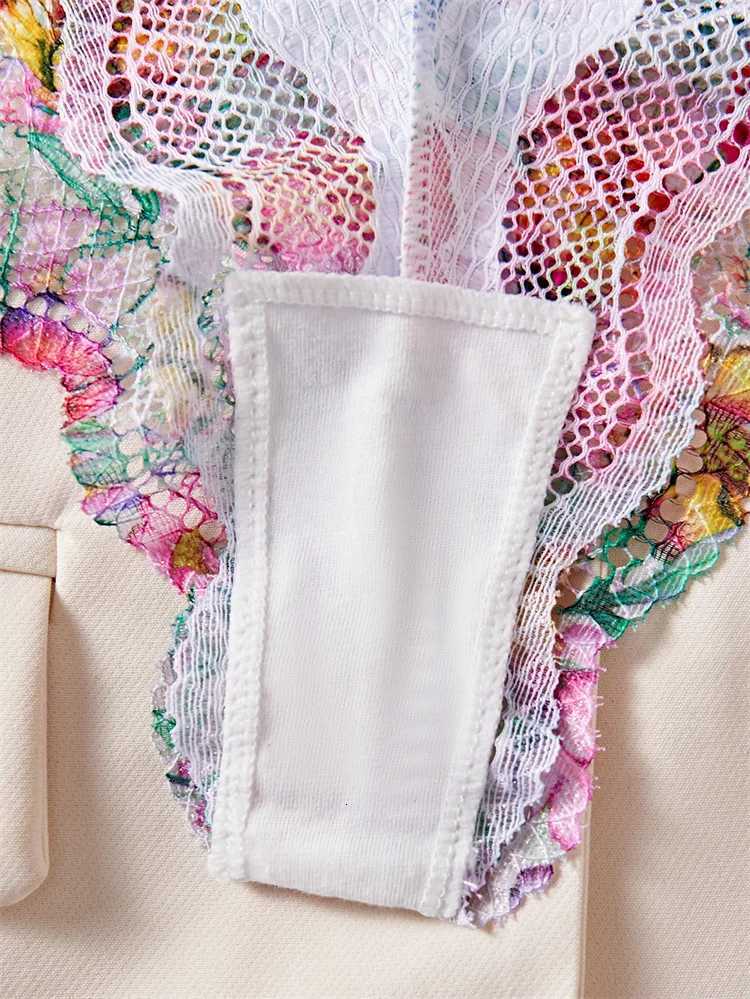 Female Lingerie Sweet Print Mesh Underwear Beautiful Floral Bra Panty Set Summer Intimate Lingerie Ultra Bralette Set Z260402