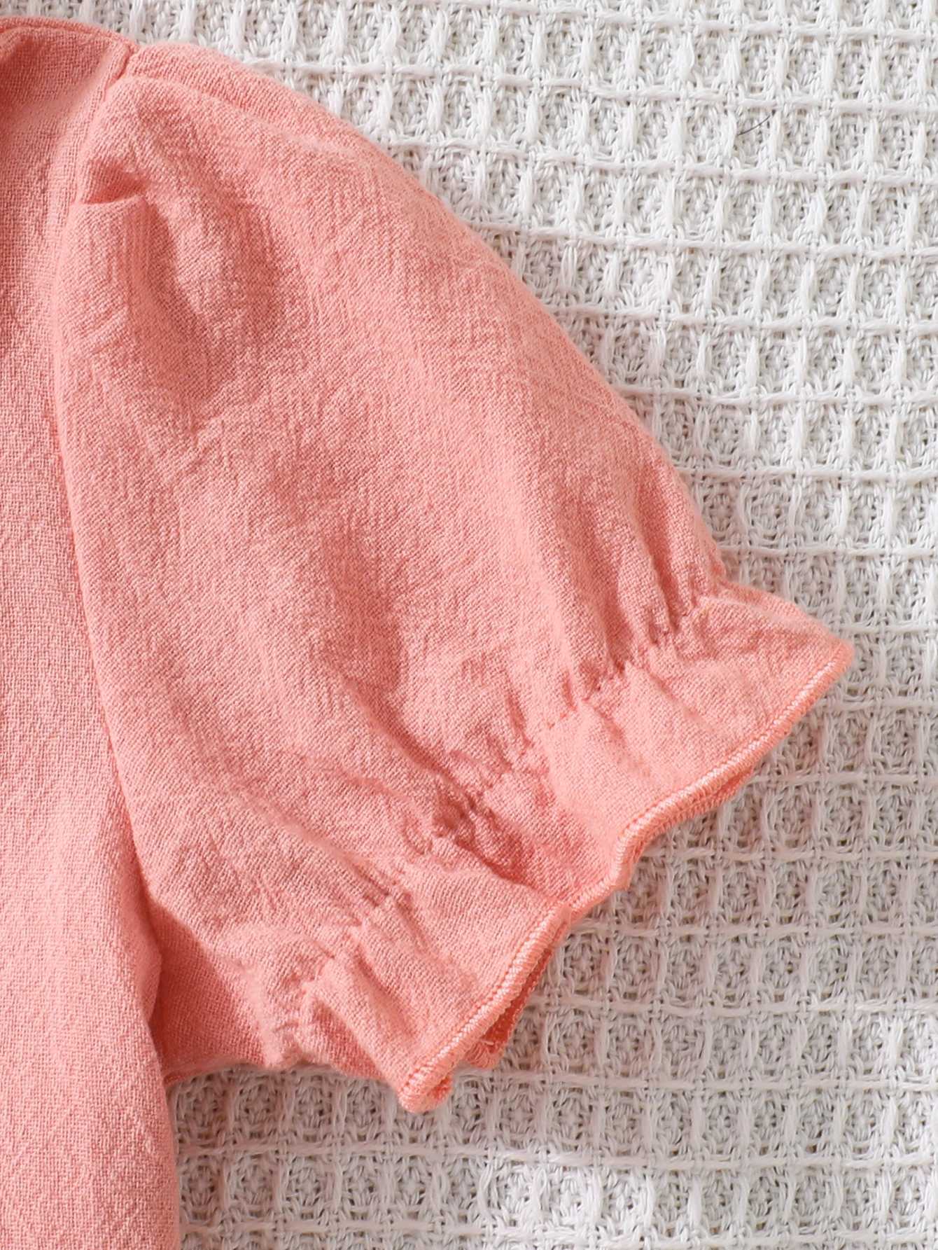 Girls Summer Casual Soft Pink Collar Dress Infant Girls Clothing Lightweight Comfortable Fashionable Toddler Girl Dress H260402