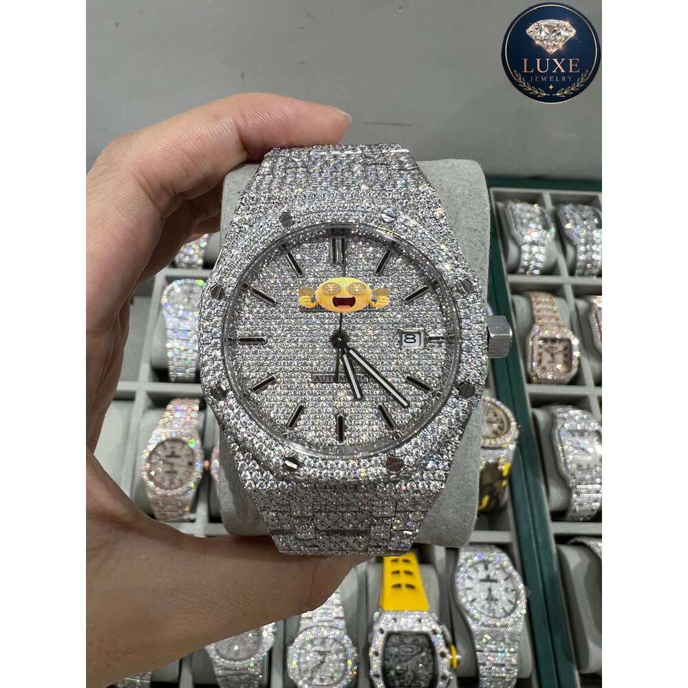 High-quality mens and womens moissanite diamond watch, Luxury design Fully Automatic mechanical D color Iced Out VVS Watches , Wholesale Price with Fr