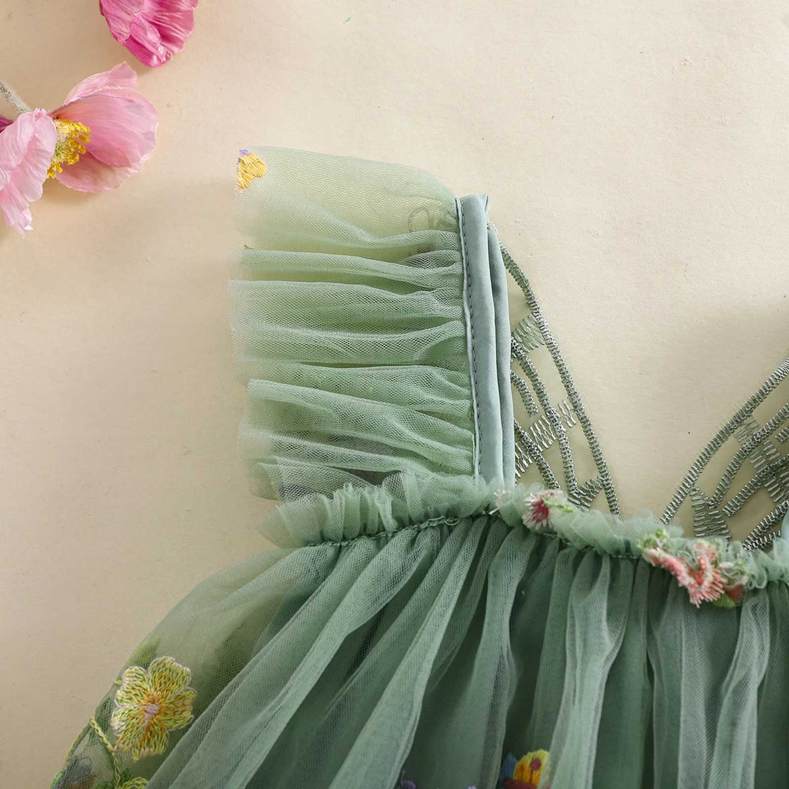 Summer Newborn Baby Girl Rompers Outfits Mesh Flower Butterfly Embroidery Bodysuits Dress Toddler Fashion Jumpsuits Clothes H260402