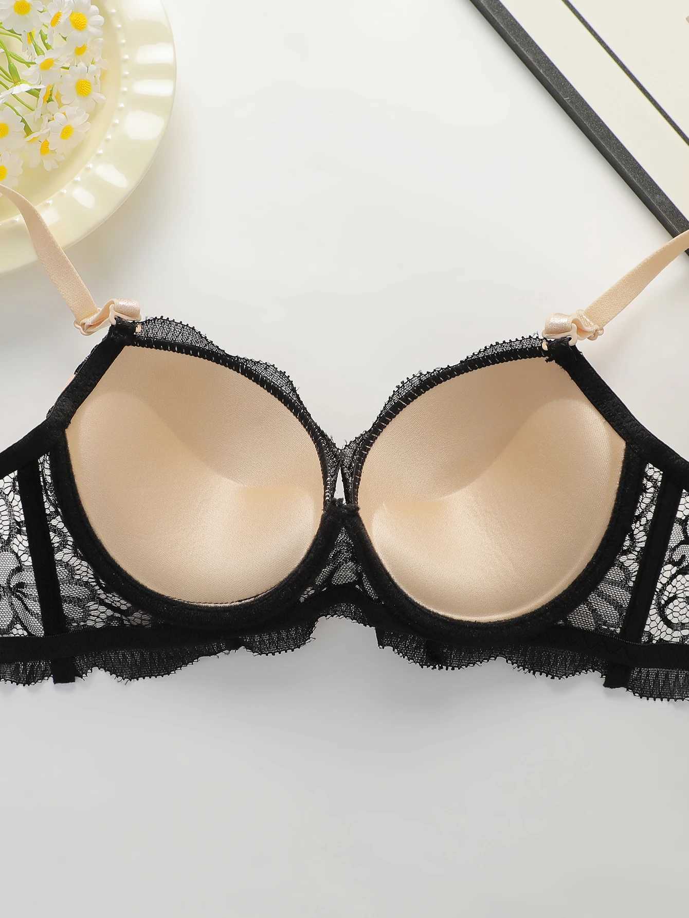 Skin Color Lace Underwire Bra and Panty Set Push Up Plunge Bras Bralette Women Lingerie Sets Comfortable Lady Intimates Z260402