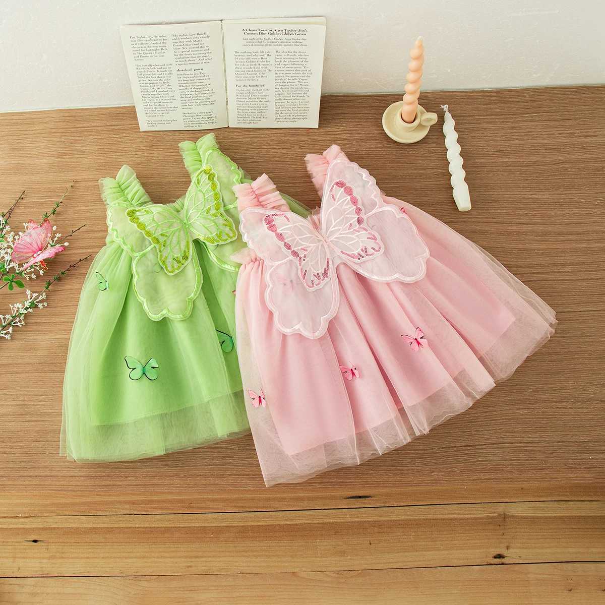 Baby Girl Dresses Summer Mesh Butterfly Girls Dresses Cute Back Wings Girls Princess Dresses Baby Clothes Girl H260402