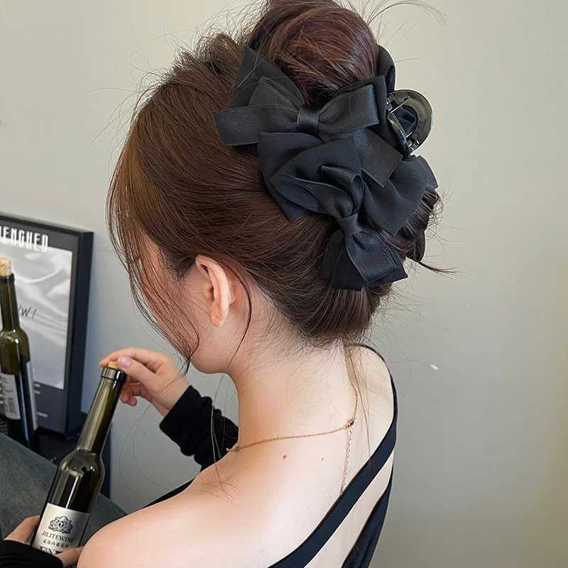 Girls New Claw Clips Korean Version Sweet Style French Style Bow Hair Clips Womens Claw Clips Large Shark Clip Kawaii Headwear H260402