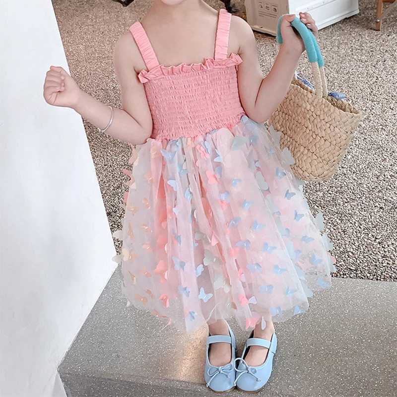 Baby Girls Princess Dress Clothes Backless Bow Wings Cute Gown Toddler Kids Birthday Party Elegant Butterfly Mesh Dress for Girl H260402