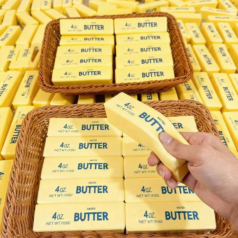 Slow Rebound Cute Butter Extrusion Pressure Ball New Extrusion Ball Simulation Butter Stick Soft Extrusion Decompression Toys H260402