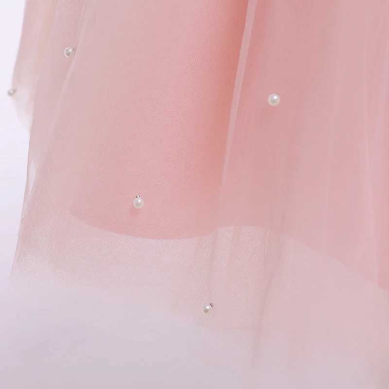 New Girls Puffy Dress Summer Tulle Fashion Little Princess Dress Piano Performance Costume Host Costume 2-10 Years Kids Clothes H260402