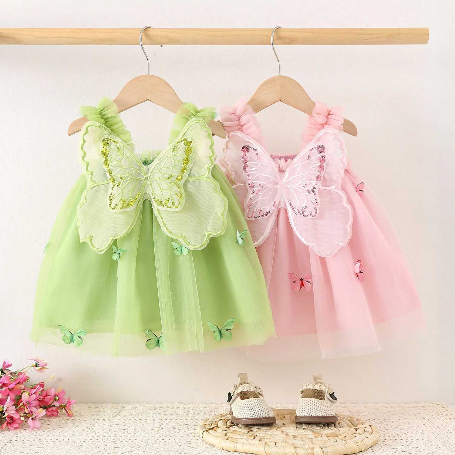 Baby Girl Dresses Summer Butterfly Mesh Sling Girls Dresses Cute Back Wing Girls Princess Dresses Baby Girl Clothes H260402