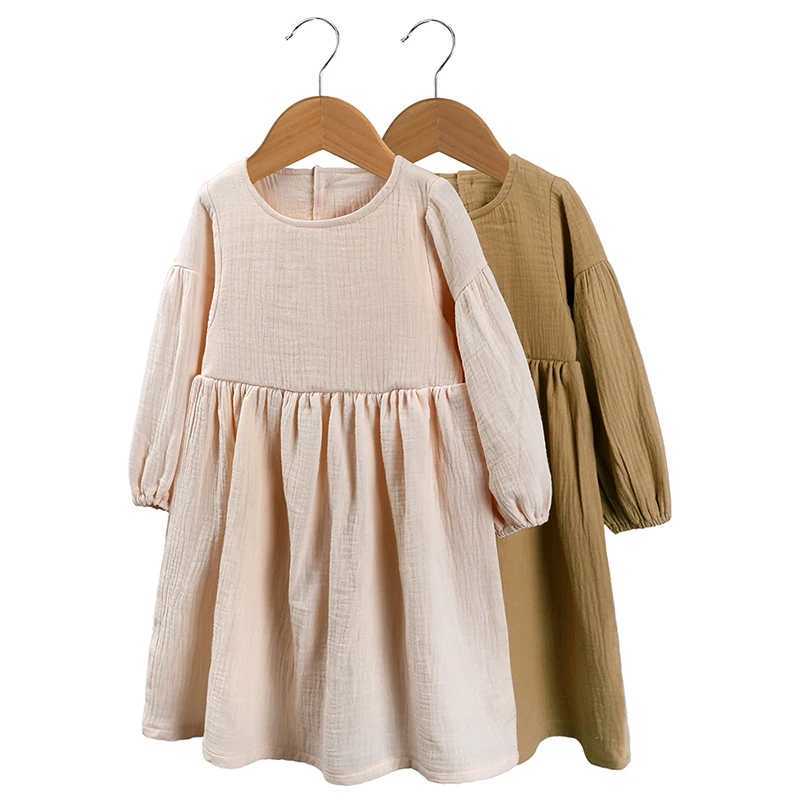 Children Dress For Girl Sprint Autumn Solid Long Sleeve Rural Princess Clothing Toddler Teen Casual Outdoor Korean Clothes H260402