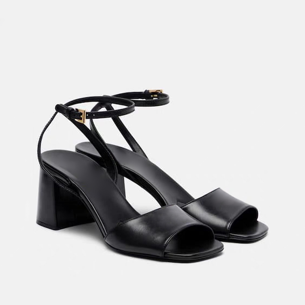 Top quality women's Chunky Heel sandals Luxury Patent Leather ankle strap Square toe dress shoes Party Evening Shoes fashion designer high heels size 35-42 with box