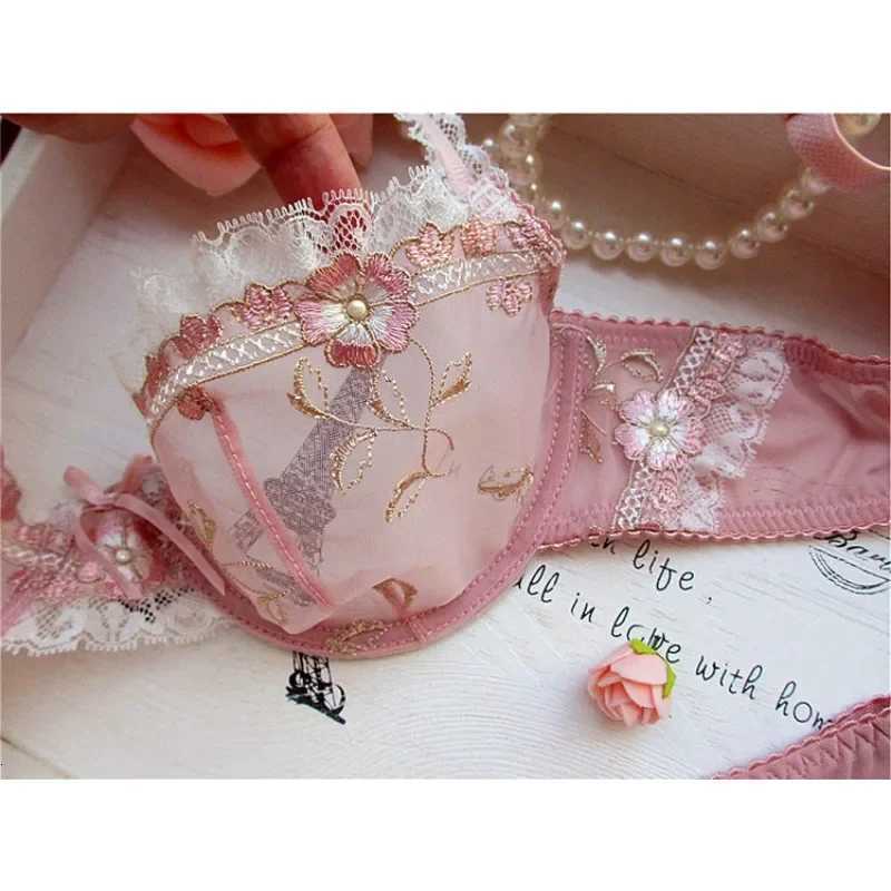 MOYISU New Arrival Luxury Pure Desire Lace Tulle Panties Lingerie Set Lilacs Embroidery Girl Boobs Big Size Big Boobs Small Z260402