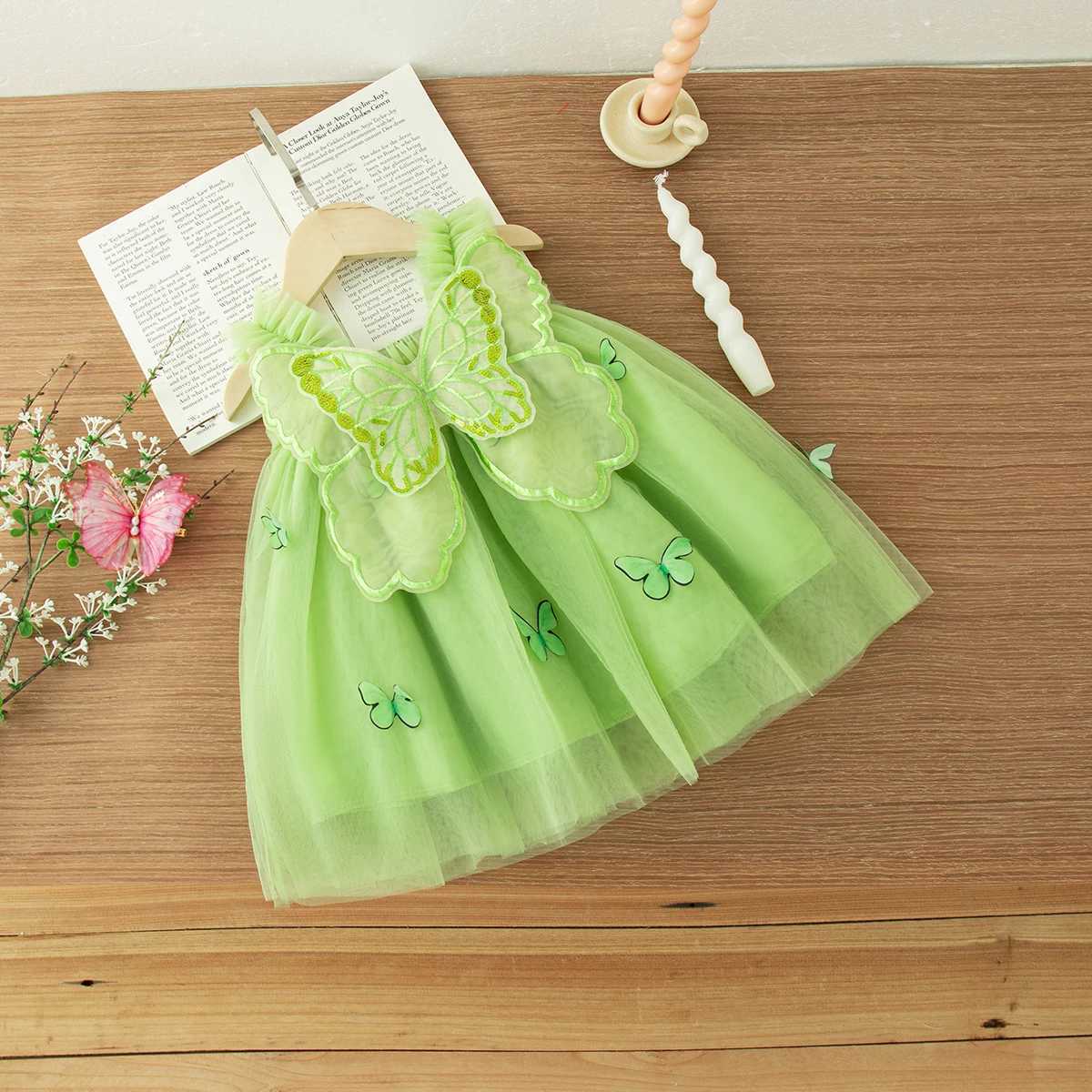 Baby Girl Dresses Summer Mesh Butterfly Girls Dresses Cute Back Wings Girls Princess Dresses Baby Clothes Girl H260402