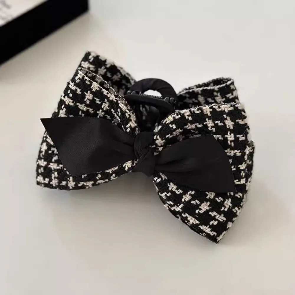 1pc Xiaoxiangfeng Qianniao Grid Large Grab Clip Bow Shaped Hair Clip High-end Feeling Light Luxury Style Back Of The Head H260402
