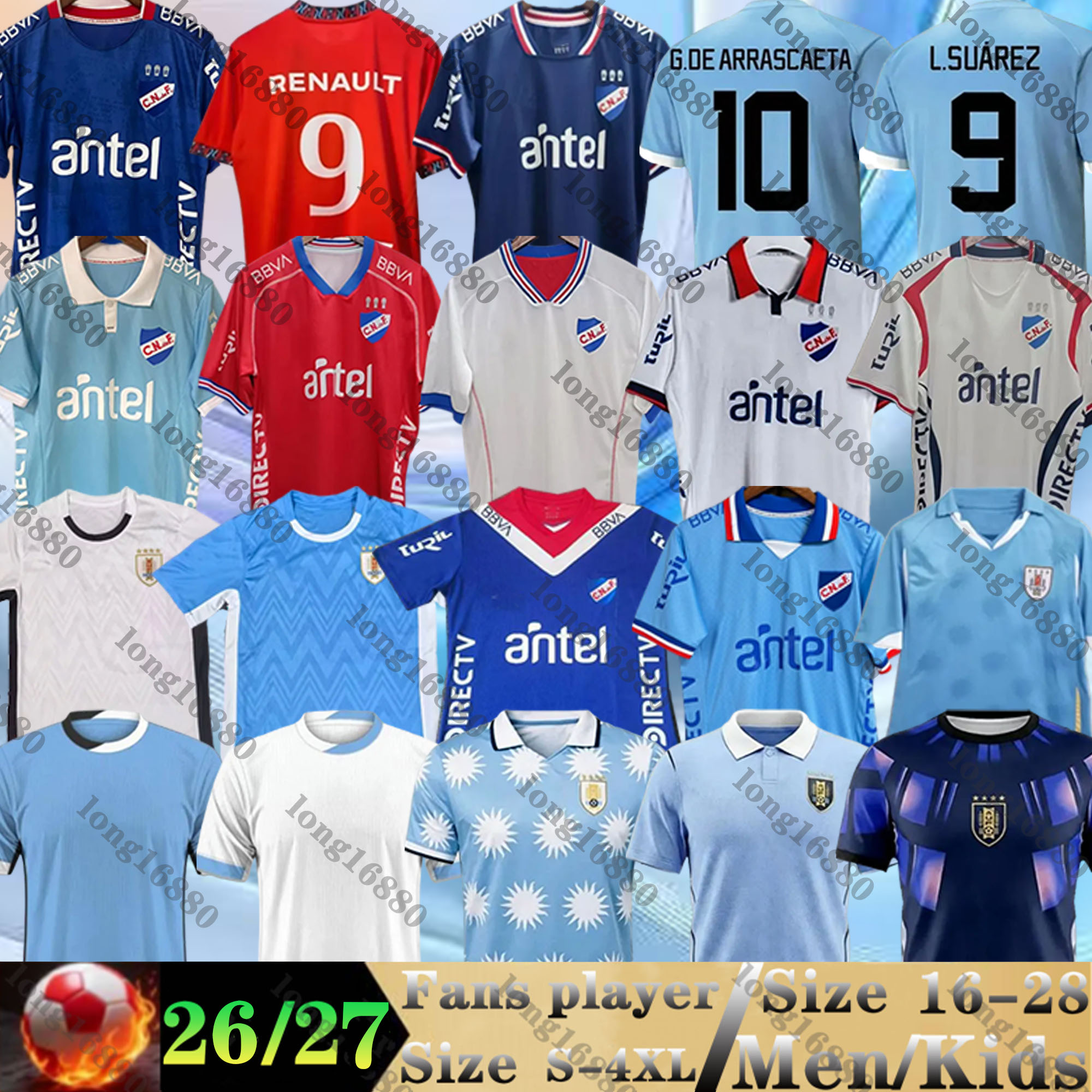 25 26 27 World Cup Uruguay Soccer Jerseys Retro 2010 L.suarez E.cavani F. Vaerde N. Nandez fans Player National Team R.ARAUJO N.DE LA CRUZ 2026 2027 Football Shirt men kids kit