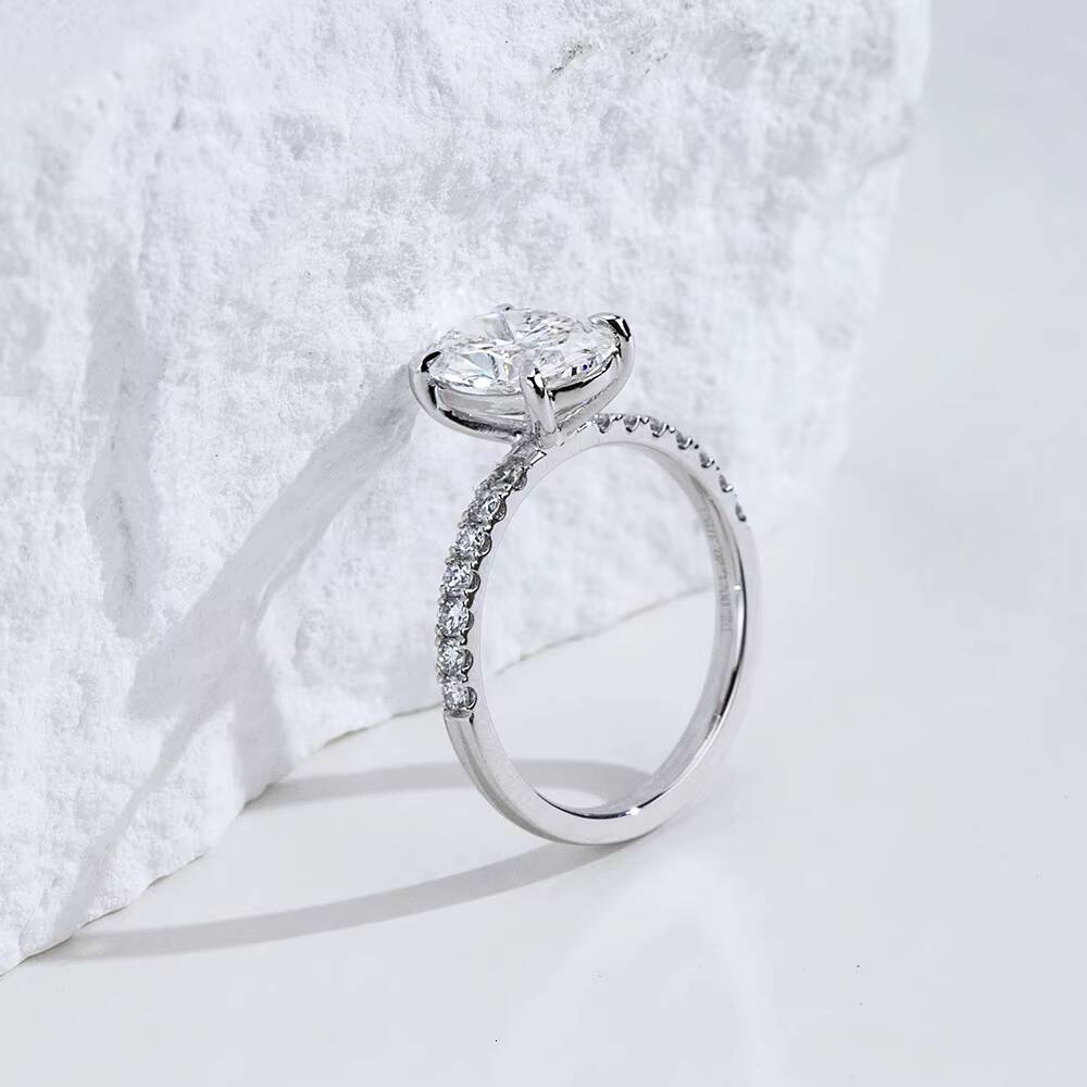 For Jewelry MSR-2050 18K Solid Gold Synthetic Lab Grown Oval Cut Diamond IGI Certified Luxury Ring for Women