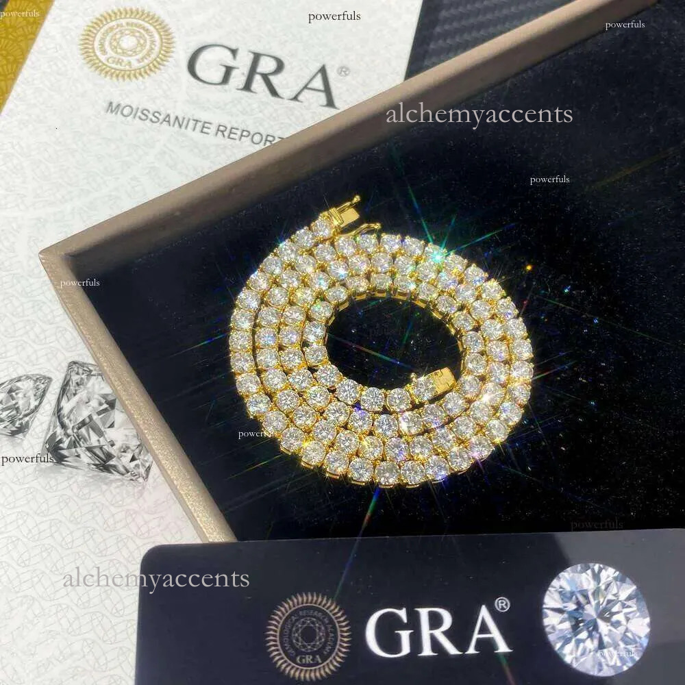 Hip-hop trend 4mm VVS sapphire necklace, diamond tennis necklace. Suitable for both men and women. High-end style. Party gift.