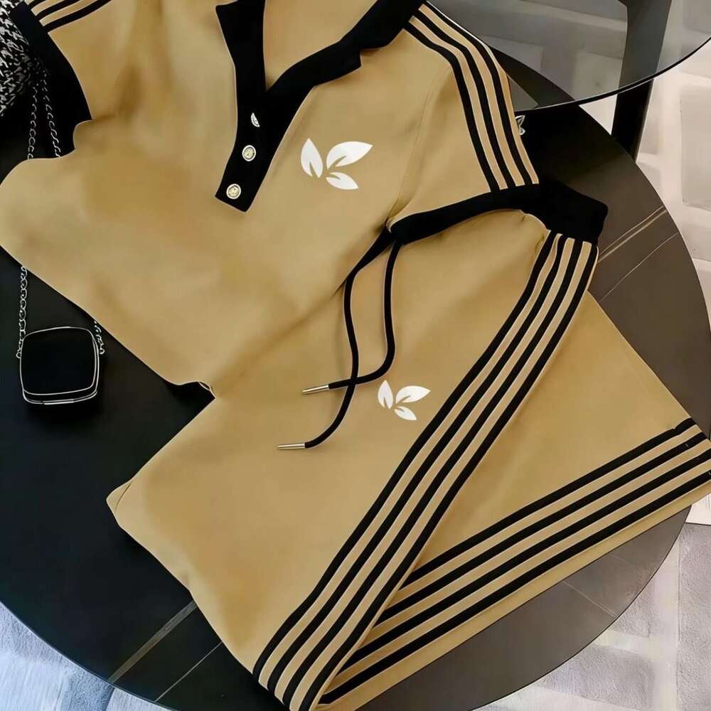 Men's Half Button Short Sleeve Polo Shirt And Long Pants Set Casual Fashion Suit Men's Trendy Outfit For Everyday Outings And Weekend Events - view 3