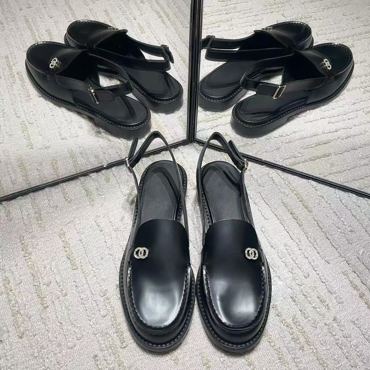 Designer Slingback Shoes Leather Loafers Women Flats Mules Summer Slip-on Sandals Party Dress Shoes Casual shoes