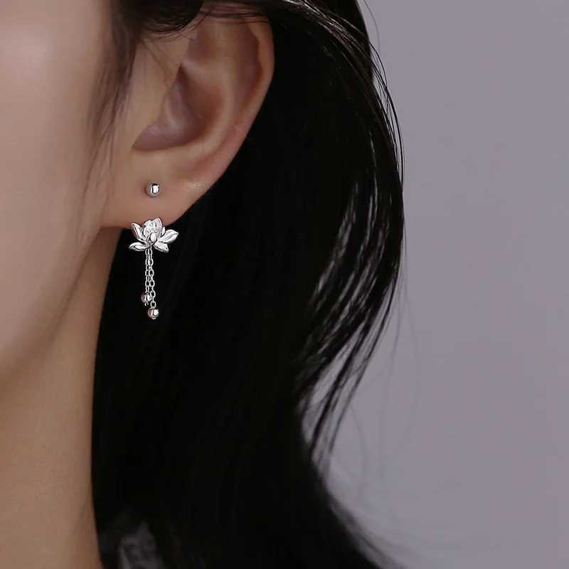 925 Sterling Silver Vintage Lotus Earrings Cute Sweet Irregular Earrings Fashion Jewelry Gift H260403