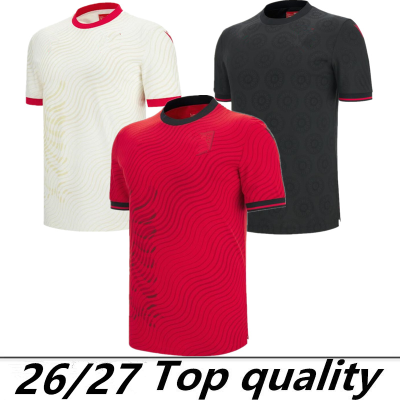 2025 2026 World Cup Albania National Team UZUNI Mens Soccer Jerseys HYSAJ LENJANI ABRASHI RAMADANI Home Red Away White 3rd Black Football Shirts Uniforms