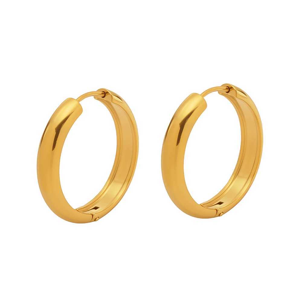 Nivora 18K Gold Plated Polished Smooth Women Hoop Earrings High Quality Stainless Steel Hypoallergenic Earring For Women Jewelry H260403