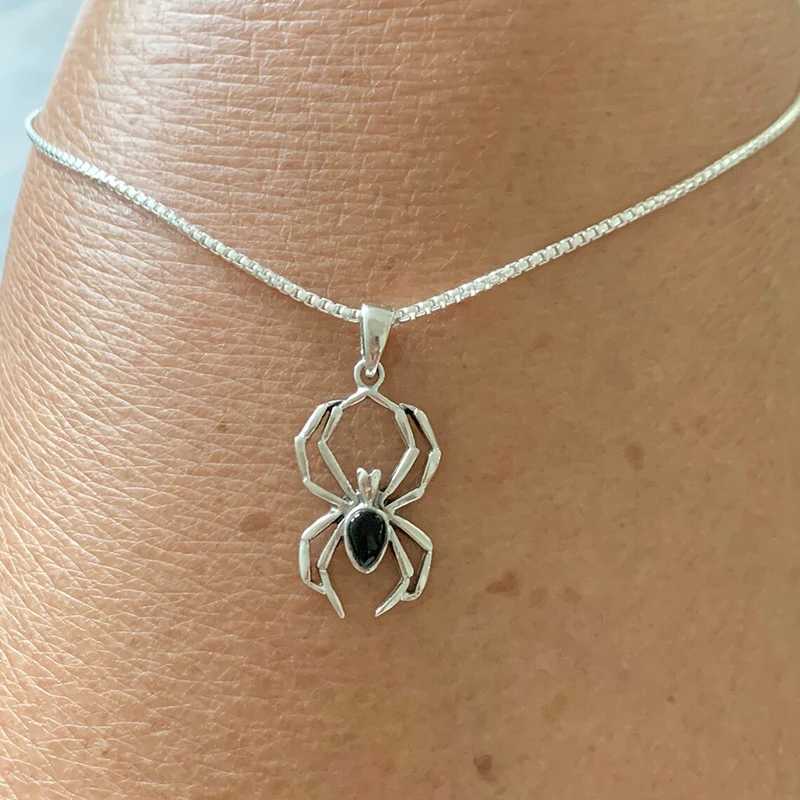 Huitan Cute Spider Animal Pendant Necklace for Girls Silver Color Chain Necklace Y2K Style Women Neck Accessories Trendy Jewelry H260403