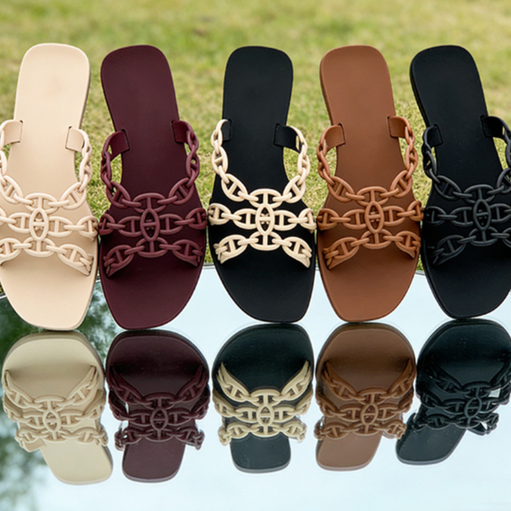 Designer Sandals Chain Slide Women Slippers Rubber Slides Summer Flip Flops Luxury Slider Fashion Brands Beach Slipper Sexy Shoes 322